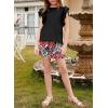 imageblibean Girls 2025 Summer Clothes Set Teen Hawaiian Shorts Outfit Size 615 YearsA Black
