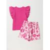 imageblibean Girls 2025 Summer Clothes Set Teen Hawaiian Shorts Outfit Size 615 YearsA Hot Pink