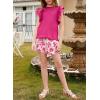 imageblibean Girls 2025 Summer Clothes Set Teen Hawaiian Shorts Outfit Size 615 YearsA Hot Pink