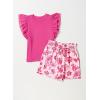 imageblibean Girls 2025 Summer Clothes Set Teen Hawaiian Shorts Outfit Size 615 YearsA Hot Pink