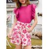 imageblibean Girls 2025 Summer Clothes Set Teen Hawaiian Shorts Outfit Size 615 YearsA Hot Pink
