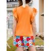 imageblibean Girls 2025 Summer Clothes Set Teen Hawaiian Shorts Outfit Size 615 YearsA Orange