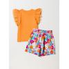 imageblibean Girls 2025 Summer Clothes Set Teen Hawaiian Shorts Outfit Size 615 YearsA Orange