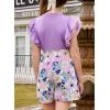 imageblibean Girls 2025 Summer Clothes Set Teen Hawaiian Shorts Outfit Size 615 YearsA Purple
