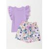 imageblibean Girls 2025 Summer Clothes Set Teen Hawaiian Shorts Outfit Size 615 YearsA Purple