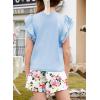 imageblibean Girls 2025 Summer Clothes Set Teen Hawaiian Shorts Outfit Size 615 YearsA Sky Blue