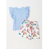imageblibean Girls 2025 Summer Clothes Set Teen Hawaiian Shorts Outfit Size 615 YearsA Sky Blue
