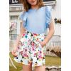 imageblibean Girls 2025 Summer Clothes Set Teen Hawaiian Shorts Outfit Size 615 YearsA Sky Blue