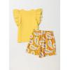 imageblibean Girls 2025 Summer Clothes Set Teen Hawaiian Shorts Outfit Size 615 YearsA Yellow