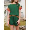 imageblibean Girls 2025 Summer Clothes Sets Kids Colorblock Matching Outfits Size 615 YearsA Green