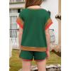 imageblibean Girls 2025 Summer Clothes Sets Kids Colorblock Matching Outfits Size 615 YearsA Green