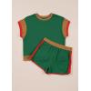 imageblibean Girls 2025 Summer Clothes Sets Kids Colorblock Matching Outfits Size 615 YearsA Green