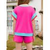 imageblibean Girls 2025 Summer Clothes Sets Kids Colorblock Matching Outfits Size 615 YearsA Hot Pink