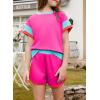 imageblibean Girls 2025 Summer Clothes Sets Kids Colorblock Matching Outfits Size 615 YearsA Hot Pink