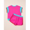 imageblibean Girls 2025 Summer Clothes Sets Kids Colorblock Matching Outfits Size 615 YearsA Hot Pink