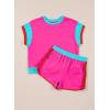 imageblibean Girls 2025 Summer Clothes Sets Kids Colorblock Matching Outfits Size 615 YearsA Hot Pink