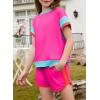 imageblibean Girls 2025 Summer Clothes Sets Kids Colorblock Matching Outfits Size 615 YearsA Hot Pink