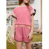 imageblibean Girls 2025 Summer Clothes Sets Kids Colorblock Matching Outfits Size 615 YearsA Pink