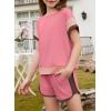 imageblibean Girls 2025 Summer Clothes Sets Kids Colorblock Matching Outfits Size 615 YearsA Pink