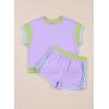 imageblibean Girls 2025 Summer Clothes Sets Kids Colorblock Matching Outfits Size 615 YearsA Purple