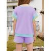 imageblibean Girls 2025 Summer Clothes Sets Kids Colorblock Matching Outfits Size 615 YearsA Purple