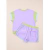 imageblibean Girls 2025 Summer Clothes Sets Kids Colorblock Matching Outfits Size 615 YearsA Purple