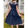 imageblibean Girls Summer Flower Dresses Semi Formal Lace Wedding Dress Size 615 YearsNavy Blue