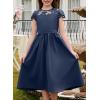 imageblibean Girls Summer Flower Dresses Semi Formal Lace Wedding Dress Size 615 YearsNavy Blue