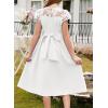 imageblibean Girls Summer Flower Dresses Semi Formal Lace Wedding Dress Size 615 YearsWhite