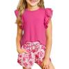 imageblibean Girls 2025 Summer Clothes Set Teen Hawaiian Shorts Outfit Size 615 YearsA Hot Pink