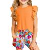 imageblibean Girls 2025 Summer Clothes Set Teen Hawaiian Shorts Outfit Size 615 YearsA Orange