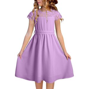 imageblibean Girls Summer Flower Dresses Semi Formal Lace Wedding Dress Size 615 YearsPurple