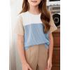imageblibean Tween Girls Summer Short Sleeve Shirts Kid Color Block Tops Size 615 YearsBlue