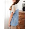 imageblibean Tween Girls Summer Short Sleeve Shirts Kid Color Block Tops Size 615 YearsBlue