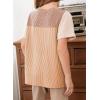 imageblibean Tween Girls Summer Short Sleeve Shirts Kid Color Block Tops Size 615 YearsKhaki