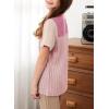 imageblibean Tween Girls Summer Short Sleeve Shirts Kid Color Block Tops Size 615 YearsPink