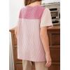 imageblibean Tween Girls Summer Short Sleeve Shirts Kid Color Block Tops Size 615 YearsPink