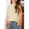 imageblibean Tween Girls Summer Short Sleeve Textured Tops Shirts Size 615 YearsBeige