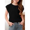 imageblibean Tween Girls Summer Short Sleeve Textured Tops Shirts Size 615 YearsBlack