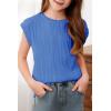 imageblibean Tween Girls Summer Short Sleeve Textured Tops Shirts Size 615 YearsBlue
