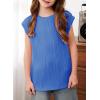 imageblibean Tween Girls Summer Short Sleeve Textured Tops Shirts Size 615 YearsBlue