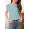 imageblibean Tween Girls Summer Short Sleeve Textured Tops Shirts Size 615 YearsLight Blue