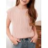 imageblibean Tween Girls Summer Short Sleeve Textured Tops Shirts Size 615 YearsPink