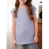 imageblibean Tween Girls Summer Short Sleeve Textured Tops Shirts Size 615 YearsPurple