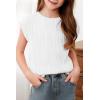 imageblibean Tween Girls Summer Short Sleeve Textured Tops Shirts Size 615 YearsWhite