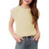 imageblibean Tween Girls Summer Short Sleeve Textured Tops Shirts Size 615 YearsBeige