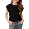 imageblibean Tween Girls Summer Short Sleeve Textured Tops Shirts Size 615 YearsBlack
