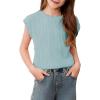 imageblibean Tween Girls Summer Short Sleeve Textured Tops Shirts Size 615 YearsLight Blue