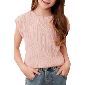 imageblibean Tween Girls Summer Short Sleeve Textured Tops Shirts Size 615 YearsPink