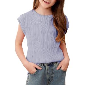 imageblibean Tween Girls Summer Short Sleeve Textured Tops Shirts Size 615 YearsPurple